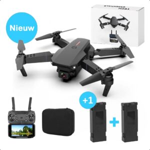 Tech Essentials® Dual Camera Drone -Incl 2 Accu's En Case - Zwart | Kinder - Voor Kinderen - Bestuurbare FPV Mini - Volwassenen - Buiten - Speelgoed - RC - E88