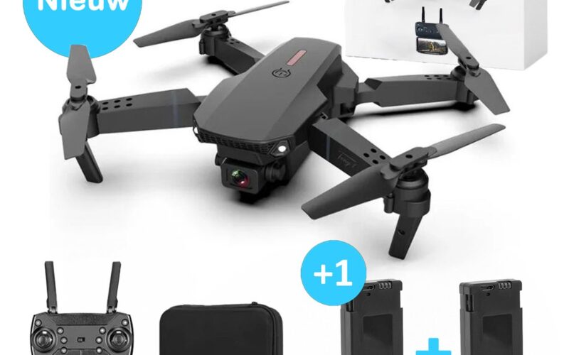 Tech Essentials® Dual Camera Drone -Incl 2 Accu's En Case - Zwart | Kinder - Voor Kinderen - Bestuurbare FPV Mini - Volwassenen - Buiten - Speelgoed - RC - E88