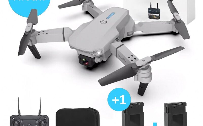 TechEssentials® Dual Camera Drone -Incl 2 Accu's En Case - Grijs | Kinder - Voor Kinderen - Bestuurbare FPV Mini - Volwassenen - Buiten - Speelgoed - RC - E88