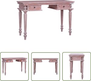 The Living Store Bureau 115x50x78 cm massief mahoniehout - Kantoormeubilair - Bureau - Schrijfblad - Houten Bureau - Mahonié Buroau