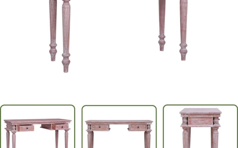 The Living Store Bureau 115x50x78 cm massief mahoniehout - Kantoormeubilair - Bureau - Schrijfblad - Houten Bureau - Mahonié Buroau