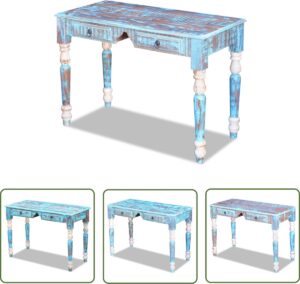 The Living Store Bureau massief gerecycled hout - Vintage Bureau - Bureaus Van Gerecycled Hout - Industrieel Bureau - Handgemaakte Meubels - Multifunctioneel Bureau