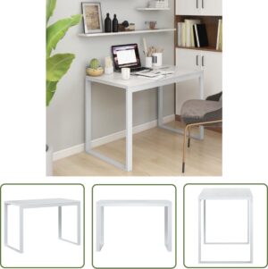 The Living Store Computerbureau 110x60x73 cm spaanplaat wit - Computerbureau - Industrieel Bureau - Houten Bureau - Wit Bureau - Kantoormeubilair