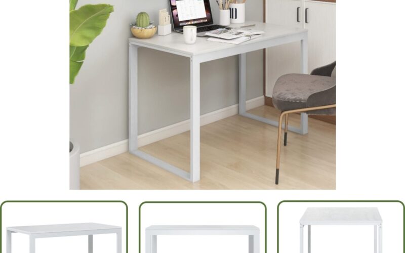 The Living Store Computerbureau 110x60x73 cm spaanplaat wit - Computerbureau - Industrieel Bureau - Houten Bureau - Wit Bureau - Kantoormeubilair