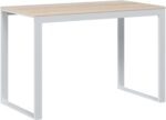 The Living Store Computerbureau 110x60x73 cm spaanplaat wit en eikenkleurig - Computerbureau - Bureaus - Industrieel Bureau - Houten Bureau - Witte Bureau
