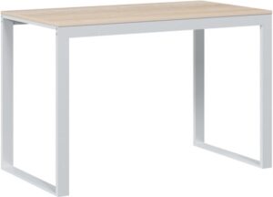 The Living Store Computerbureau 110x60x73 cm spaanplaat wit en eikenkleurig - Computerbureau - Bureaus - Industrieel Bureau - Houten Bureau - Witte Bureau