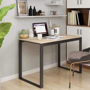 The Living Store Computerbureau 110x60x73 cm spaanplaat zwart en eikenkleurig - Computerbureau - Industrieel Bureau - Houten Bureau - Zwarte Tafel - Eiken Tafel