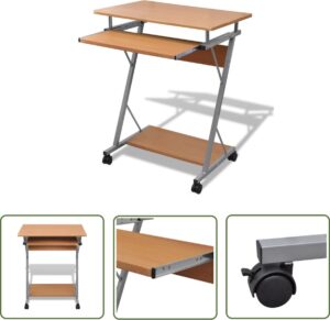 The Living Store Studenten computerbureau 60 x 40 x 74 cm (bruin) - Compact Bureau - Computer Bureau - Studentenburea - Houten Bureau - Bruine Bureau