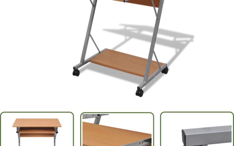 The Living Store Studenten computerbureau 60 x 40 x 74 cm (bruin) - Compact Bureau - Computer Bureau - Studentenburea - Houten Bureau - Bruine Bureau