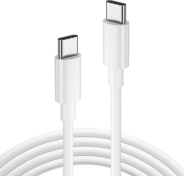 USB-C naar USB-C kabel - 60W Oplader en data kabel - 1 Meter - Oplaadkabel - geschikt voor o.a. Telefoon en Laptop - wit
