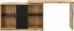 Vente-unique Uitschuifbaar bureau met draaibaar blad in 360° - Mdf - Naturel en zwart - PAVELO L 190 cm x H 76.5 cm x D 42 cm
