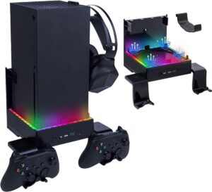 Wandhouder voor Xbox Series X - Koelventilator ondersteuning - RGB-led-koelsystemen - USB-poorten - Controller-houders.