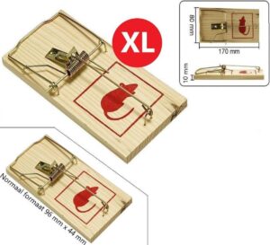 XL Traditionele Houten Muizenval Duo Pack Jumbo - 17x8cm | Ongedierte Bestrijding | Muizenval | Tegen Muizen | Anti Muizenplaag | Muis | Val | Kaas | Klap val | Klapvallen | Ook Geschikt voor Ratten