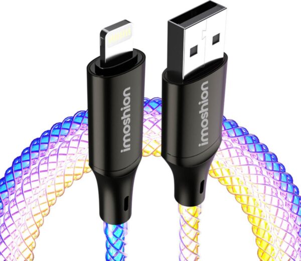 imoshion Kabel - Lichtgevende Kabel - Geschikt voor Lightning naar USB A - 1 meter - RGB - Oplader Kabel - Meerkleurig