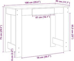 vidaXL - Bureau - 100x45x75 - cm - bewerkt - hout - artisanaal - eikenkleur