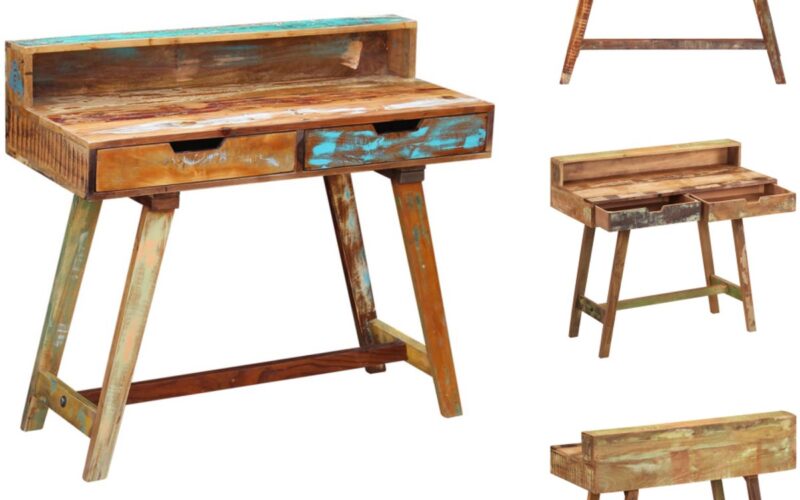 vidaXL Bureau - Bureaus - Computerbureau - Computerbureaus - Bureau massief gerecycled hout