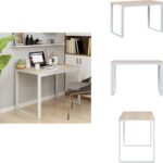 vidaXL Computertafel - Computertafels - Computerbureau - Bureau - Computerbureau 110x60x73 cm spaanplaat wit en eikenkleurig