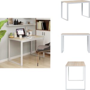 vidaXL Computertafel - Computertafels - Computerbureau - Bureau - Computerbureau 110x60x73 cm spaanplaat wit en eikenkleurig