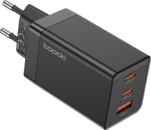 DrPhone WL16 GaN 67W Thuislader - Quick Charge 4.0 - Qualcomm 3.0 & 2X USB C PD 3.0 Oplader - USB Oplader - 3 poorten - Zwart