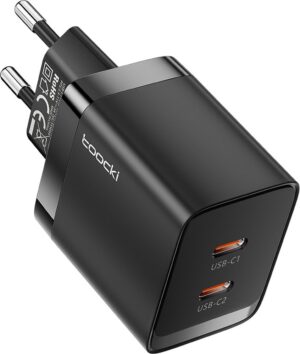 DrPhone WL17 GaN 40W Thuislader - Dubbele USB C PD 3.0 Oplader - QC 3.0 - USB Type C Oplader - 2 USB C PD Poorten - Zwart