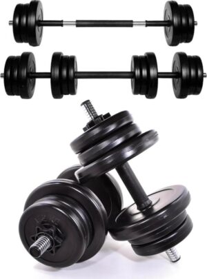 Dumbbells-Gewichten 20kg / 30kg / 40kg / 50kg - Verstelbare Halters & Halterstang - Korte Halterset Gewichtshalters met Verbindingsbuis - Krachttraining
