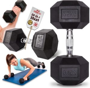 Dumbbells-Gewichten Rubber Coating Ergonomische Handgreep Antislip 1-80 kg Hexagon Dumbbell Set