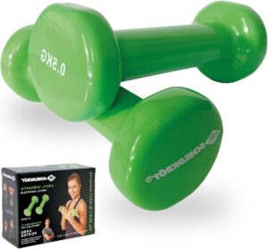 Dumbbells Vinyl halterset 2 x 05 kg groen - 4-kleuren karton 960204
