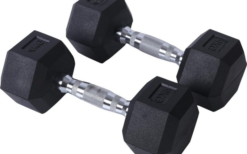 Dumbbells/Gewichten 4 Kg Rubber Coated Hexagon Dumbbells Black Iron Rubber Bodybuilding Fitness Weight Lifting Training Home Gym