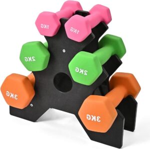 Dumbbells/Gewichten Neoprene Hand Weights for Women Men Arm Pilates Set 1KG 2KG 3KG pair 12KG set with Stand