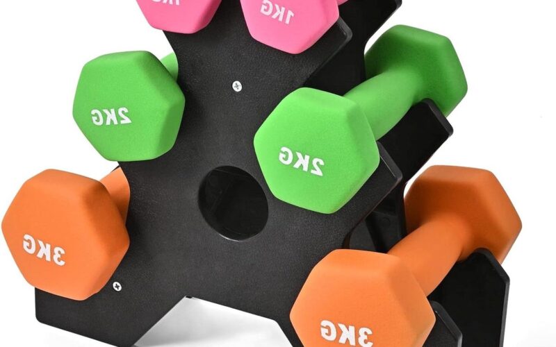 Dumbbells/Gewichten Neoprene Hand Weights for Women Men Arm Pilates Set 1KG 2KG 3KG pair 12KG set with Stand