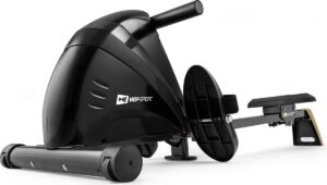 Hop-Sport Magnetische Roeier HS-030R Boost, 10 Niveaus Van Stille Magnetische Weerstand, Vliegwiel 9 kg, Indoor Opvouwbare Roeimachine, LCD Monitor en Transport Wielen, voor Thuisgebruik, Goud