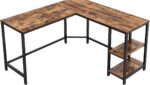 Hoppa! L-Vormig Bureau Met Planken - 138x138x75cm (BxDxH) - Zwart/Bruin - Metaal