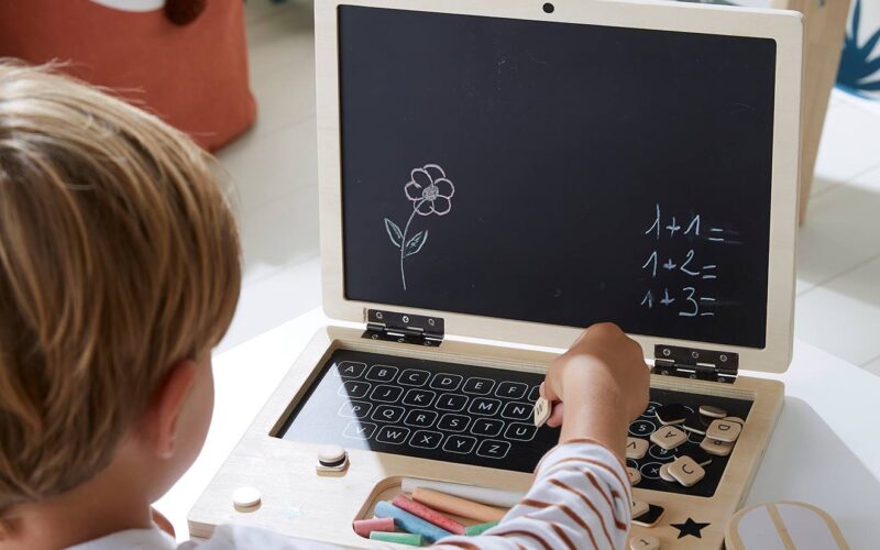 Houten laptop zwart