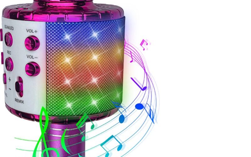 PartyFunLights - Karaoke Microfoon Bluetooth - Pink - Karaoke Set - Voor Kinderen en Volwassenen - Draadloos - 5 Stemvervormers - Echo - Met Speaker - LED Licht - Nederlandse Handleiding