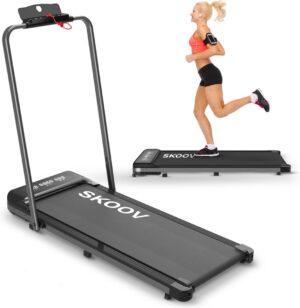 Skoov Loopband Inklapbaar - 1-12km/u - Walking Pad - Loopbanden - Elektrisch - Wandelband - Fitness - Gymstick - Electrisch - Home - Trainer - Treadmill - Opvouwbaar - Voor Thuis - Platte - Mini - Bureau