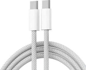 USB-C naar USB-C oplader en data kabel - 60W 3A - oplaadkabel - 1 Meter - geschikt voor o.a. Telefoon en Laptop - wit