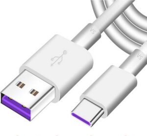USB naar USB-C Kabel - 2 Meter - Oplader en data kabel - oplaadkabel - 5A snellader - geschikt voor o.a. Telefoon en Laptop - wit