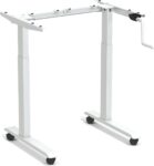 Worktrainer - StudyDesk - Klein handslinger zit-sta bureau - Hoogte 60,8 - 106 cm - Breedte 75 - 110 cm - Verrijdbaar - In hoogte verstelbaar - Zilver