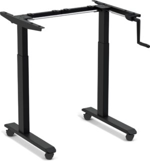 Worktrainer - StudyDesk - Klein handslinger zit-sta bureau - Hoogte 60,8 - 106 cm - Breedte 75 - 110 cm - Verrijdbaar - In hoogte verstelbaar - Zilver